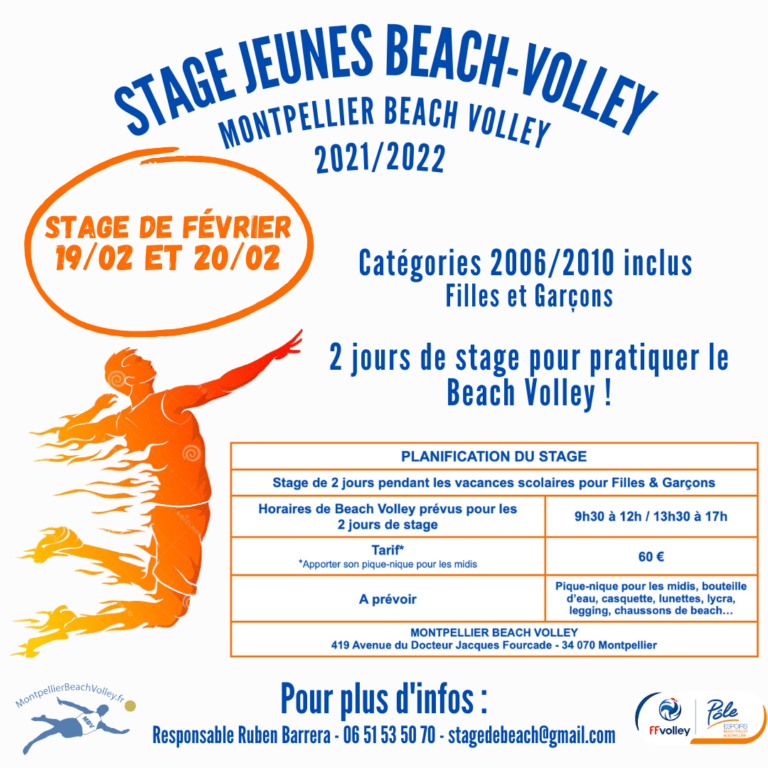 Lire la suite à propos de l’article Samedi 19 & Dimanche 20 Février 2022, Stage Jeunes Beach Volley !